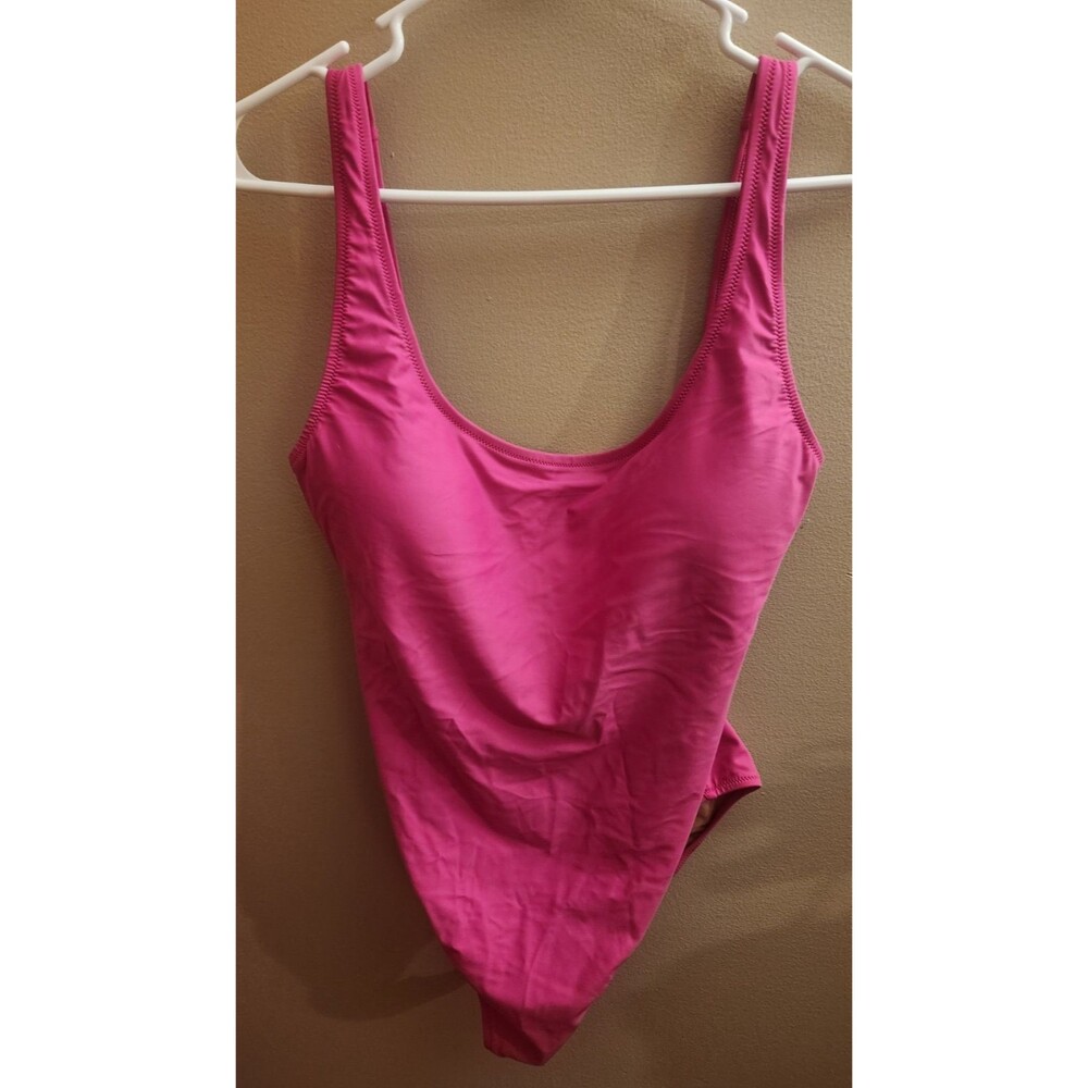 J. Crew Scoopback One Piece Swimsuit Solid Hot Pink Size 10 NWT Beach